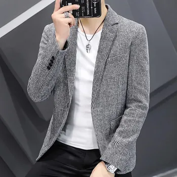 Best Fashion Pánské kostkované sako pro elegantní příležitosti Barva: Šedá, Velikost: S