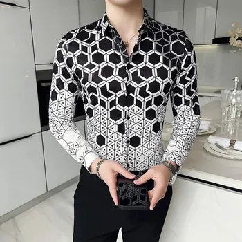 Pánská košile Best Fashion Pánská košile s výrazným potiskem pro volný čas Velikost: XS, Barva (Varianta): 2816-grey