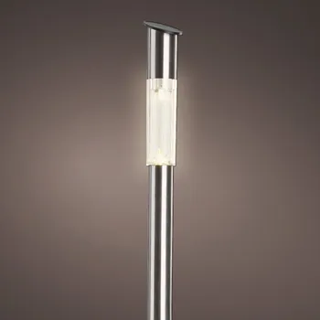 Venkovní osvětlení Lampa solární venkovní zápich s 1LED, t.bílá s časovačem nerezová 57cm