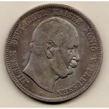 5 Mark 1876, Vilém I., Prusko C Frankfurt 27.31 g