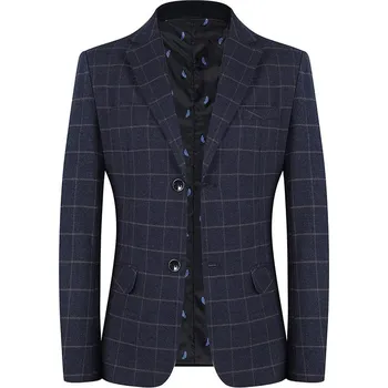 Best Fashion Pánské kostkované sako pro jarní a podzimní styl Barva: Tmavě Modrá, Velikost: M