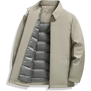 Pánský zimní kabát Best Fashion Pánská zimní péřová bunda pro chladné dny Barva: Khaki, Velikost: M