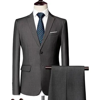 Pánský oblek Best Fashion Pánský elegantní dvoudílný oblek pro slavnosti Barva: Šedá, Velikost: S