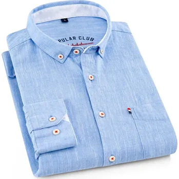 Pánská košile Best Fashion Pánská lněná košile s dlouhým rukávem Velikost: 38, Barva (Varianta): 02 Light Blue