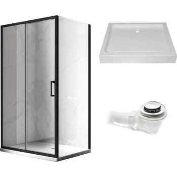 BPS-koupelny Obdélníkový sprchový kout HYD-OK104C 120x90 černá/transparent + vanička HYD-OSV-SXL04C bílá