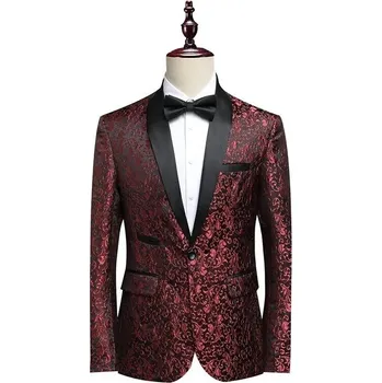 Best Fashion Pánské vzorované sako pro slavnostní události Barva: Červená, Velikost: XS