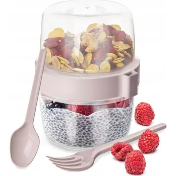 Svačinový box KELÍMEK NA JOGURT S LŽIČKOU LUNCHBOX NA OVESNOU KAŠI MUSLI S SEBOU
