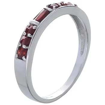 Prsten Stříbrný prsten s českým granátem, rhodiovaný - linka Velikost: 56