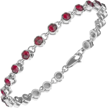 Náramek Stříbrný náramek s českým granátem, rhodiovaný