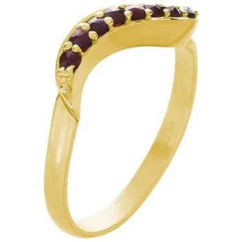 Prsten Stříbrný prsten s českým granátem, zlacený - vlnka Velikost: 59