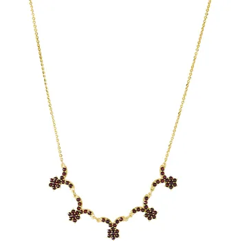 Náhrdelník Stříbrný náhrdelník s českým granátem, zlacený - květina