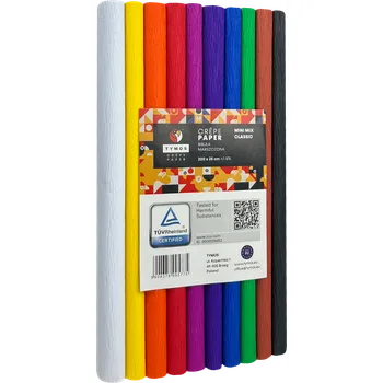 Kancelář Krepový papír Mini - mix 10 barev, 0,25x2m 28 g/m2 M01