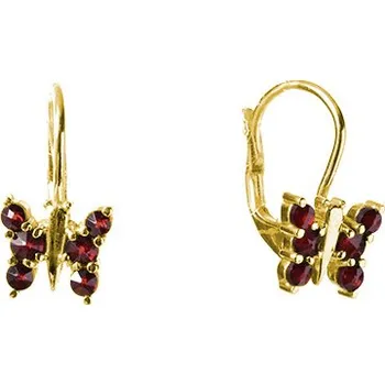 Náušnice Stříbrné náušnice s českým granátem, zlacené - zvíře - motýl Zapínání: klapka
