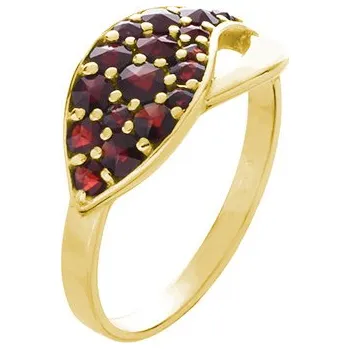 Prsten Zlatý prsten s českým granátem - vlnka Velikost: 52