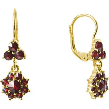 Náušnice Stříbrné náušnice s českým granátem, zlacené - květina Zapínání: puzeta