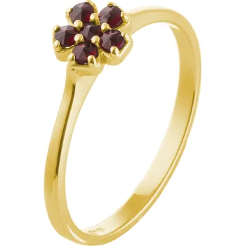 Prsten Stříbrný prsten s českým granátem, zlacený - květina Velikost: 54