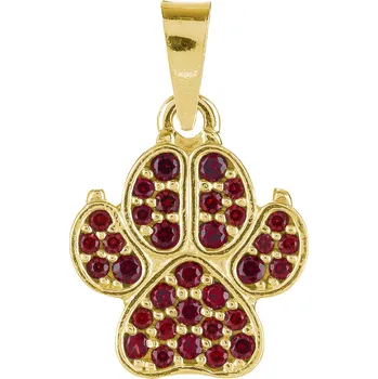 Přívěsek Stříbrný přívěsek s českým granátem, zlacený - tlapka