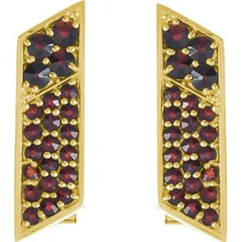 Manžetový knoflíček Stříbrné manžetové knoflíky s českým granátem, zlacené - obdélník