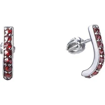 Náušnice Stříbrné náušnice s českým granátem, rhodiované - linka Zapínání: balónek