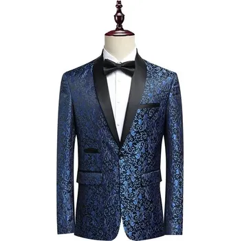 Best Fashion Pánské vzorované sako pro slavnostní události Barva: Modrá, Velikost: M