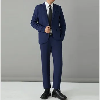 Best Fashion Pánský formální oblek se sakem a kalhotami Barva: Modrá, Velikost: XL