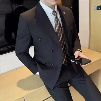 Pánský oblek Best Fashion Pánský dvoudílný oblek pro pracovní i formální příležitosti Barva: Černá, Velikost: 5XL