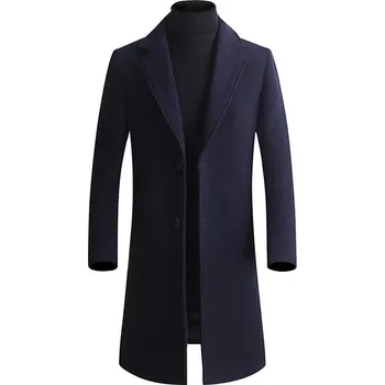 Pánský zimní kabát Best Fashion Pánský vlněný kabát pro business i město Barva: Tmavě Modrá, Velikost: M