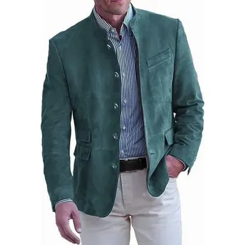 Best Fashion Pánské semišové sako pro společenské události Barva: Mořská, Velikost: XL