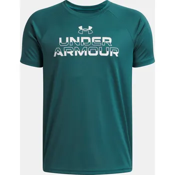 Dětská móda Under Armour Chlapecké tričko UA Tech Split Wordmark 1383010-338 Zelená YSM