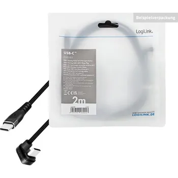 USB hub Logilink USB-C 2.0m opletený úhlový černý