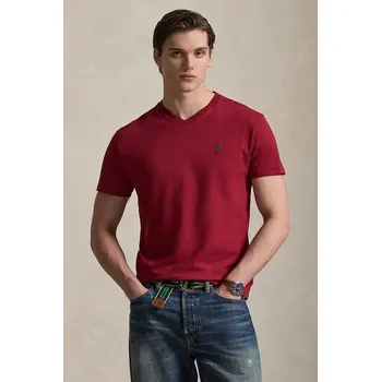 Pánské tričko Bavlněné tričko Polo Ralph Lauren 710671452 burgundské 83X, vel. L