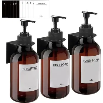 Organizace kuchyně RISAKOGO nástěnný dávkovač mýdla bez vrtání, sada 3 ks 500 ml nástěnný dávkovač mýdla hnědý