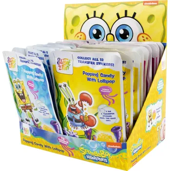 Bonbon Sponge Bob popping candy - lízátko s práskacím práškem velkou samolepkou 15g