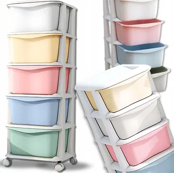 Úložný box ÚZKÝ PLASTOVÝ REGÁL POJÍZDNÝ S ZÁSUVKAMI, ORGANIZÉR, KOŠ NA HRAČKY