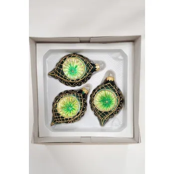 Vánoční dekorace Sada matných vánočních baněk - Zelené ozdoby na stromeček - 3 kusy