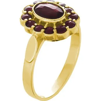 Prsten Stříbrný prsten s českým granátem, zlacený - ovál Velikost: 51