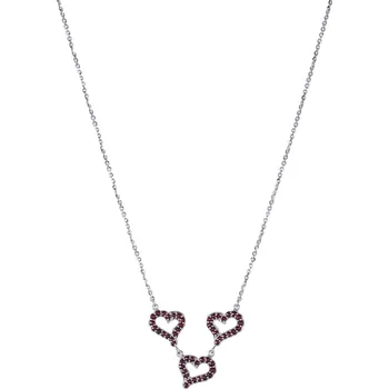 Náhrdelník Stříbrný náhrdelník s českým granátem, rhodiovaný - srdce