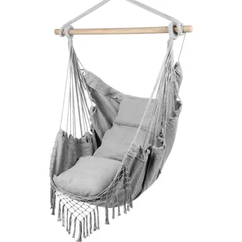 Závěsné křeslo ShopJK ZÁVĚSNÉ BRAZILSKÉ KŘESLO XXL SVĚTLE ŠEDÁ+ 2X POLŠTÁŘ