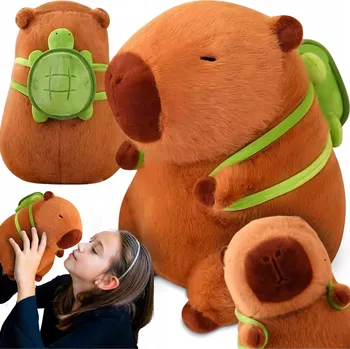 plyšák PLYŠOVÁ HRAČKA KAPYBARA S BATOHEM S ŽELVIČKOU PLYŠOVÁ HRAČKA 25 CM PLYŠÁK