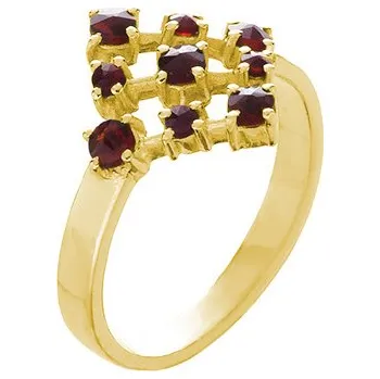 Prsten Stříbrný prsten s českým granátem, zlacený - čtverec Velikost: 58