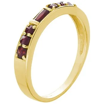 Prsten Stříbrný prsten s českým granátem, zlacený - linka Velikost: 60