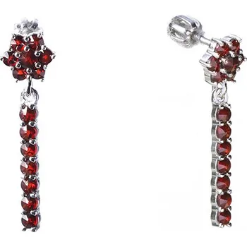 Náušnice Stříbrné náušnice s českým granátem, rhodiované - linka Zapínání: balónek