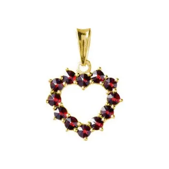 Přívěsek Stříbrný přívěsek s českým granátem, zlacený - srdce