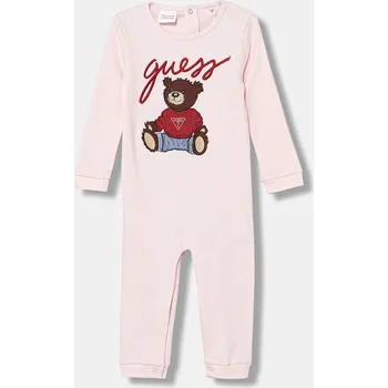 Kojenecký overall Dětský bavlněný overal Guess H6RW01.KA6W4.PPY2.G růžová 30X, vel. 62-68