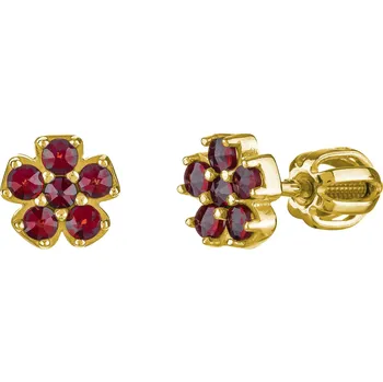 Náušnice Stříbrné náušnice s českým granátem, zlacené - květina Zapínání: brizura