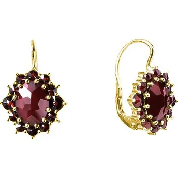 Náušnice Stříbrné náušnice s českým granátem, zlacené - ovál Zapínání: klapka