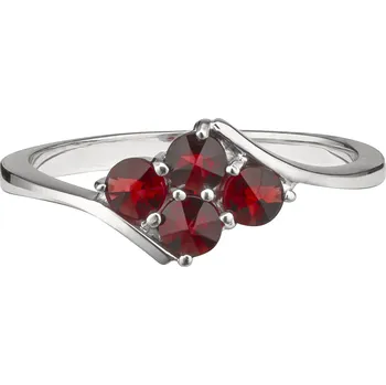 Prsten Stříbrný prsten s českým granátem, rhodiovaný Velikost: 57