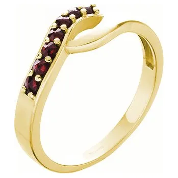 Prsten Stříbrný prsten s českým granátem, zlacený - vlnka Velikost: 59