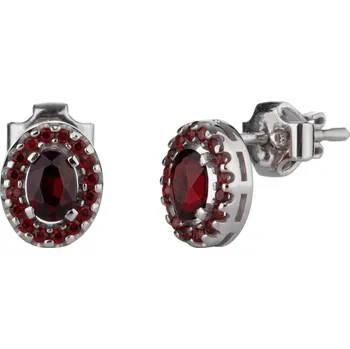 Náušnice Stříbrné náušnice s českým granátem, rhodiované - ovál Zapínání: puzeta