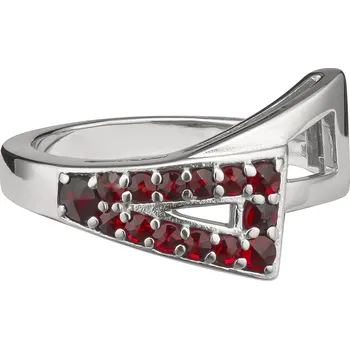 Prsten Stříbrný prsten s českým granátem, rhodiovaný - trojúhelník Velikost: 61